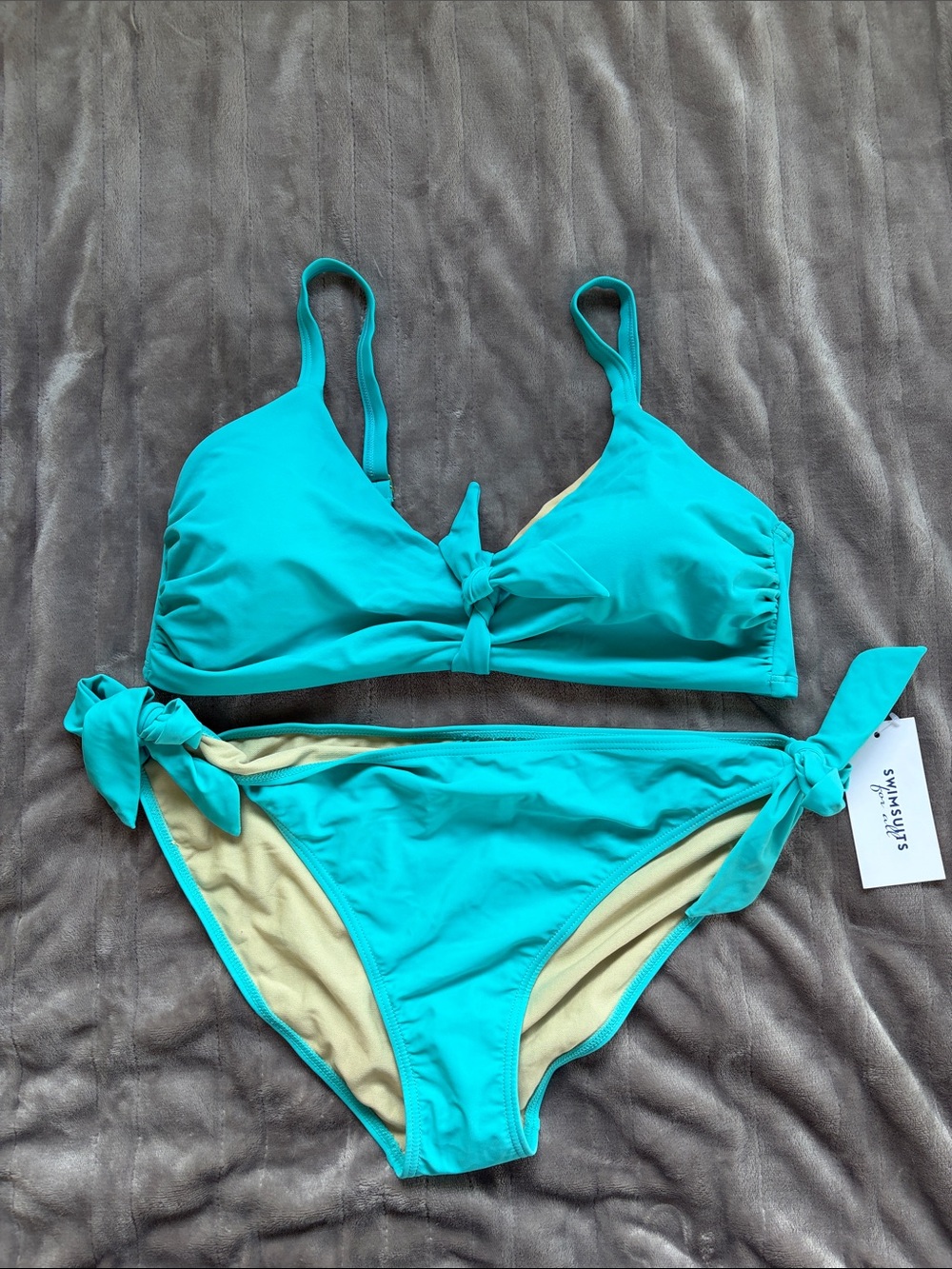 Swimsuits For All Teal Knot-Front Women's Bikini